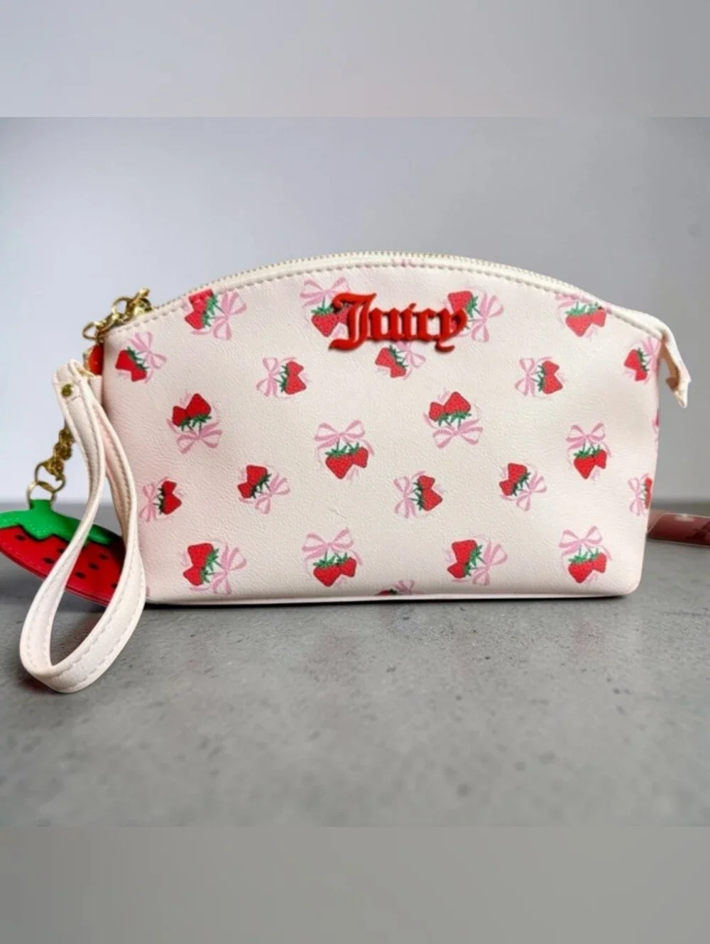 Juicy Couture Sweet Strawberry Triangle Gusset Pouch Wristlet